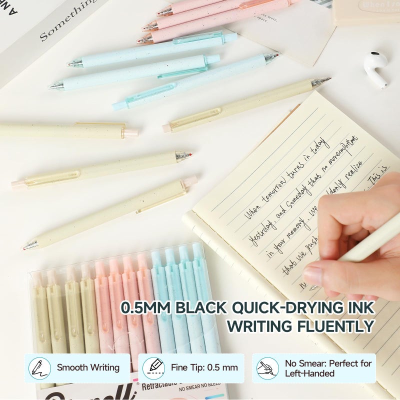 RIANCY Gel Pens for Note Taking 12PCS RIANCY Black Ink Fine Point Pen Black Gel Pens Quick Dry Ink 0.5mm Smooth Writing Pen for Home Office Art Back to School Supplies (Mixed) - Image 2